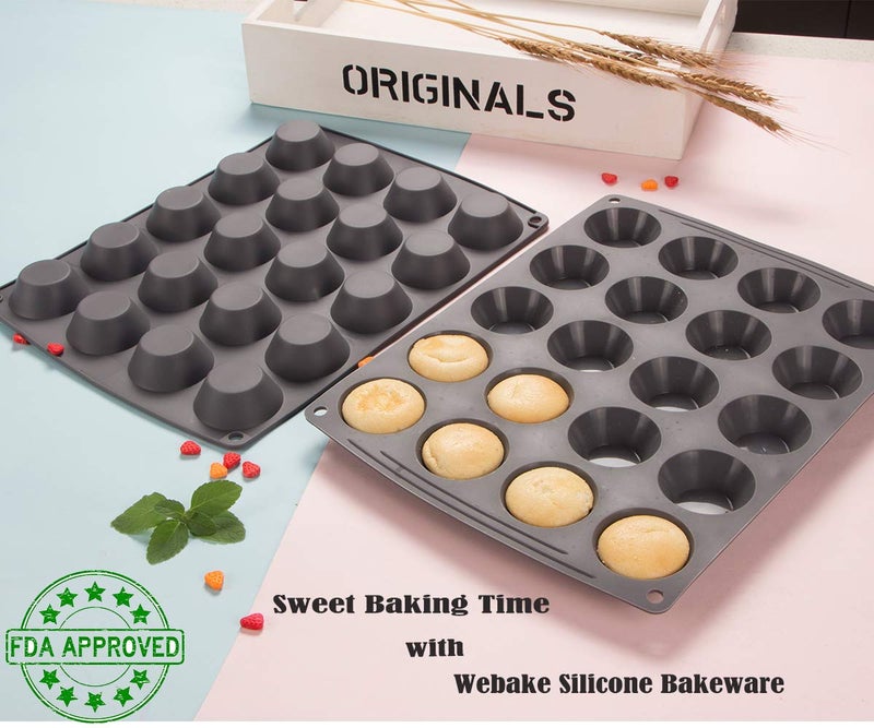 Webake Mini Muffin Cupcake Tin Pan Silicone Non-stick Baking Mold for Pie, Quiche, Tart, Muffin Top, Keto Fat Bomb - Pack of 2 - Image 4